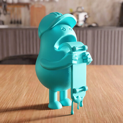 Boy Eating Skateboard Toy STL File - 118 3D print model