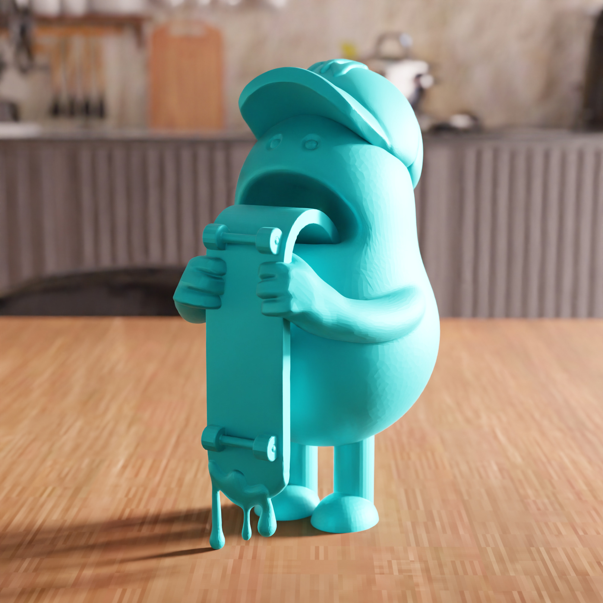Boy Eating Skateboard Toy STL File - 118 3D print model_1