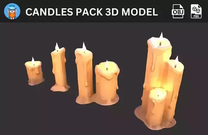 Candles Pack 3D Model