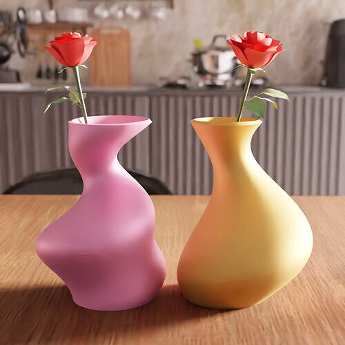 Curved Multi Vase STL File - 111 3D print model