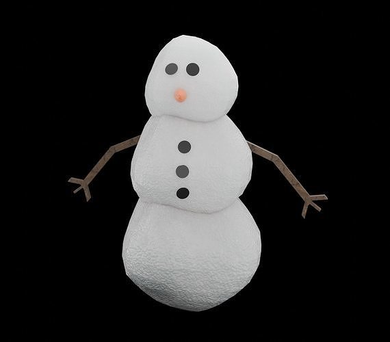 Classic Snowman 3D Model Free low-poly 3D model