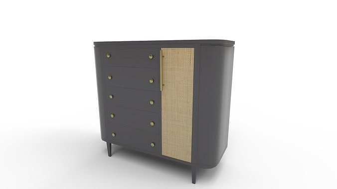 Cane5 Drawer Accent Chest 3D model 3