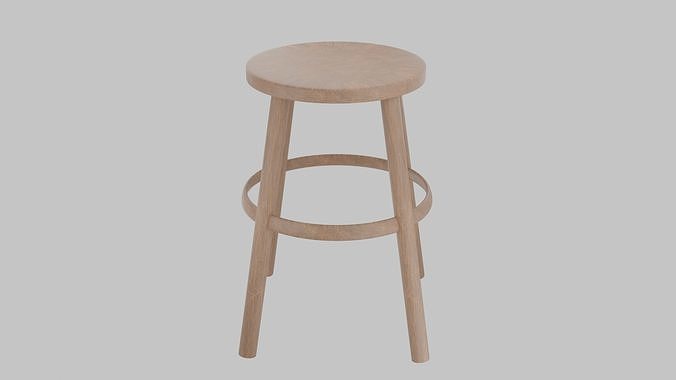 Wooden Stool 3D Model Free low-poly 3D model