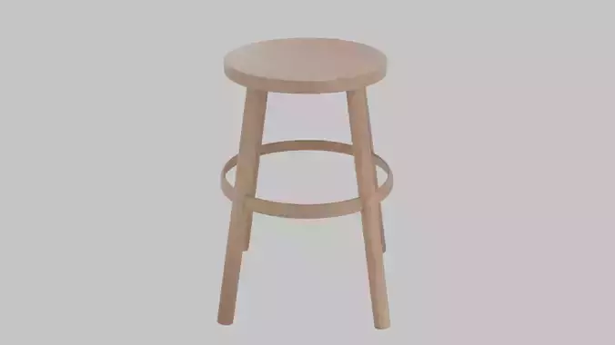 Wooden Stool 3D Model Free low-poly 3D model