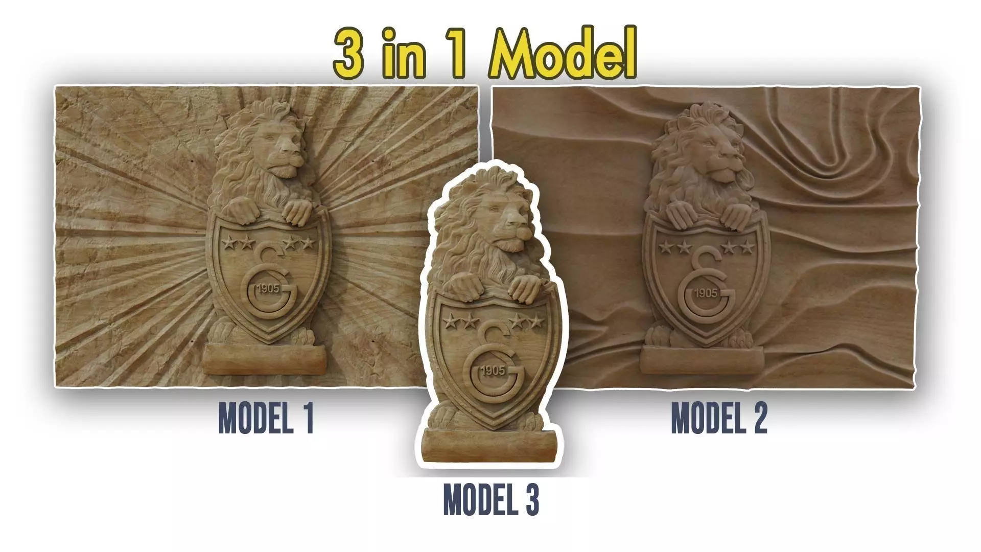 Galatasaray Football Club logo wall art 3D print model