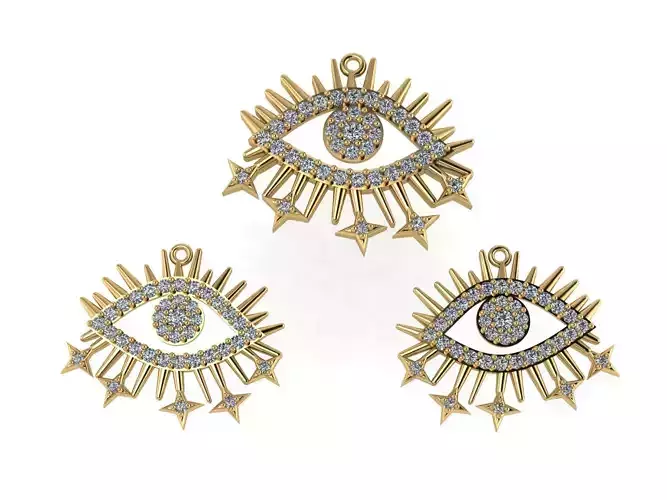 Single eye pendant and earring