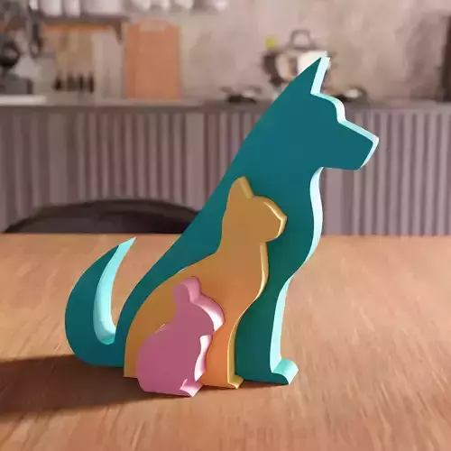 Dog Cat Rabbit Decor STL File - 102