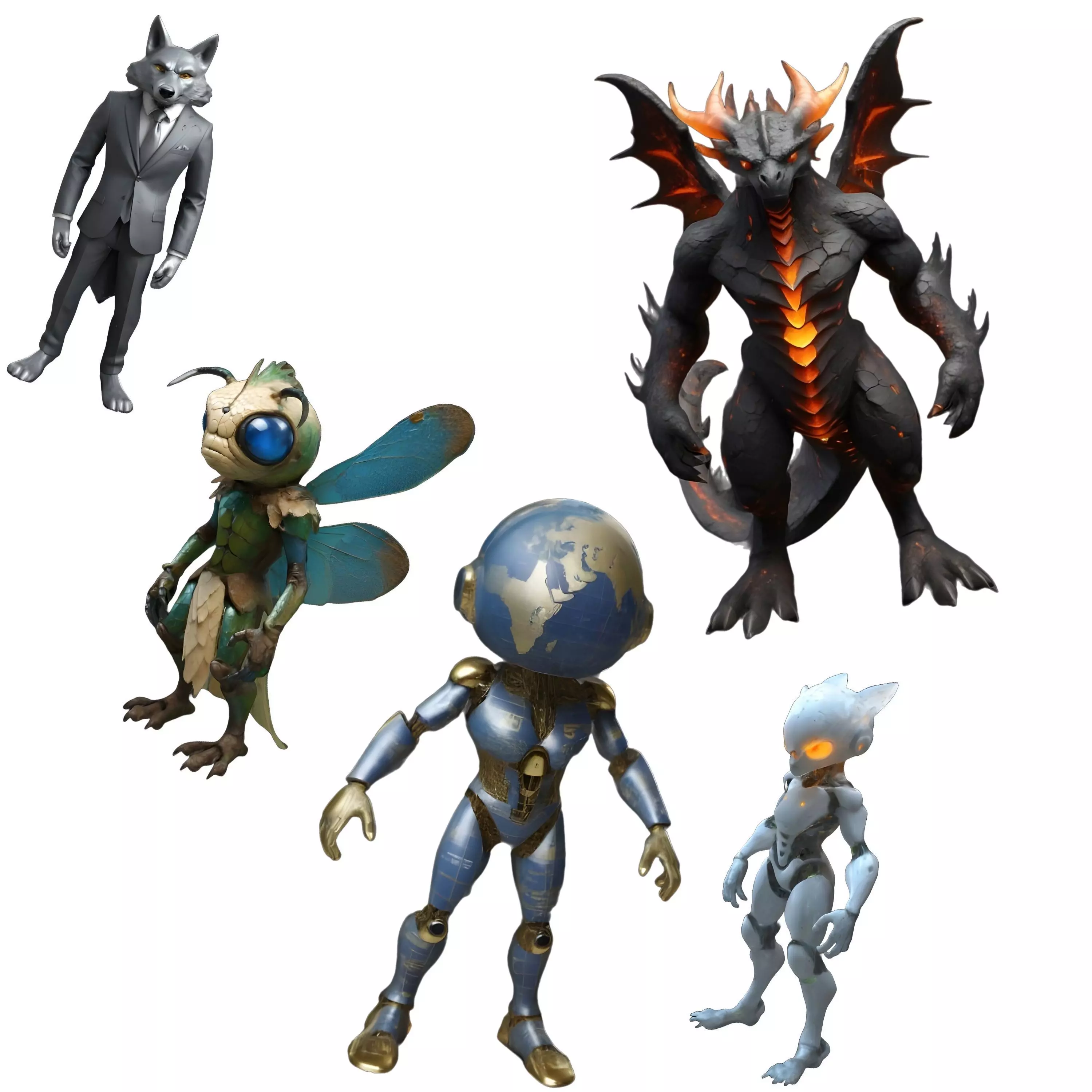 Character Collage - Mythical and Sci-Fi Creatures 3D print model_0