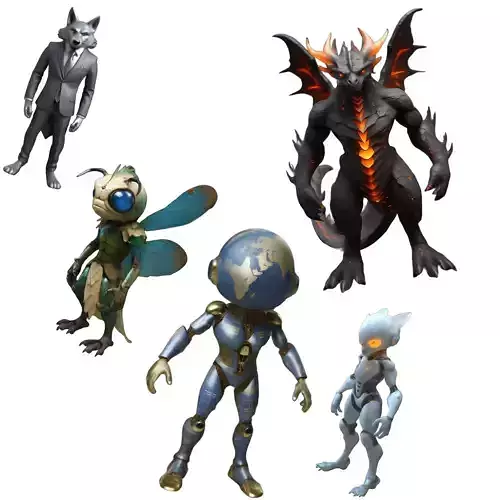 Character Collage - Mythical and Sci-Fi Creatures 3D print model