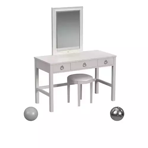 Bella White Vanity DeskStool and Mirror