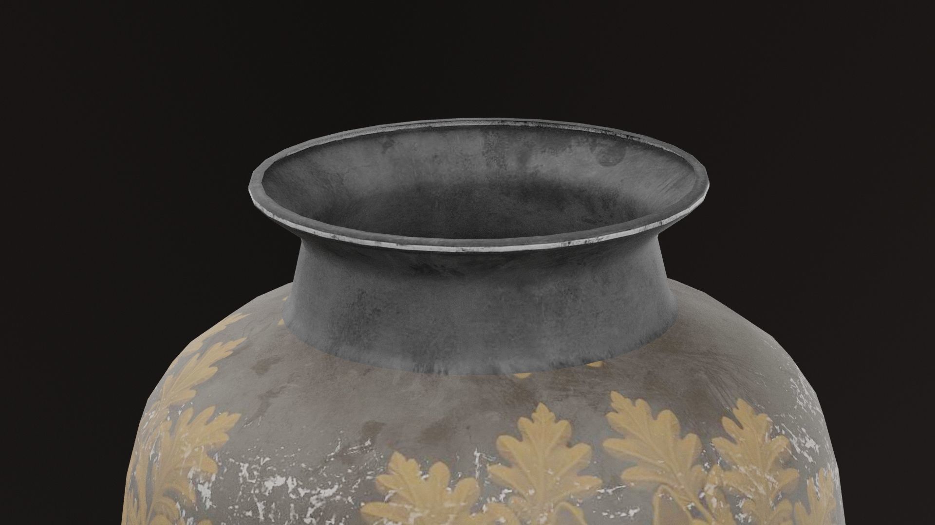 Golden Pot Low-poly 3D model_1