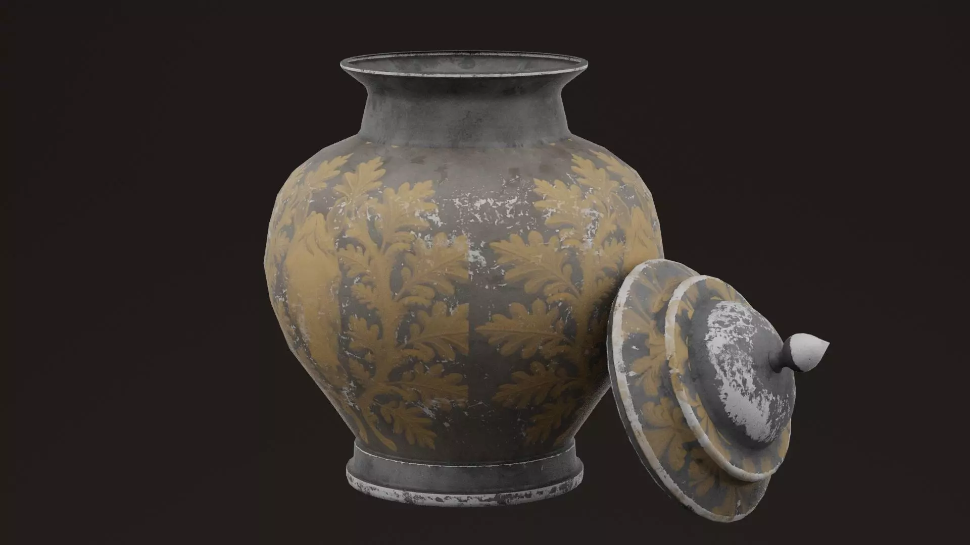 Golden Pot Low-poly 3D model_0