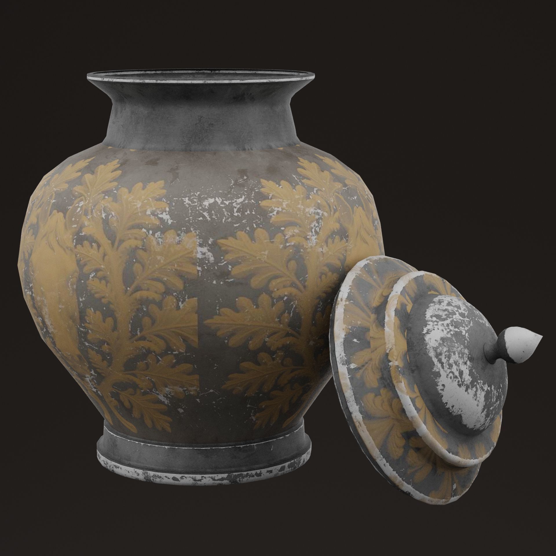 Golden Pot Low-poly 3D model_6