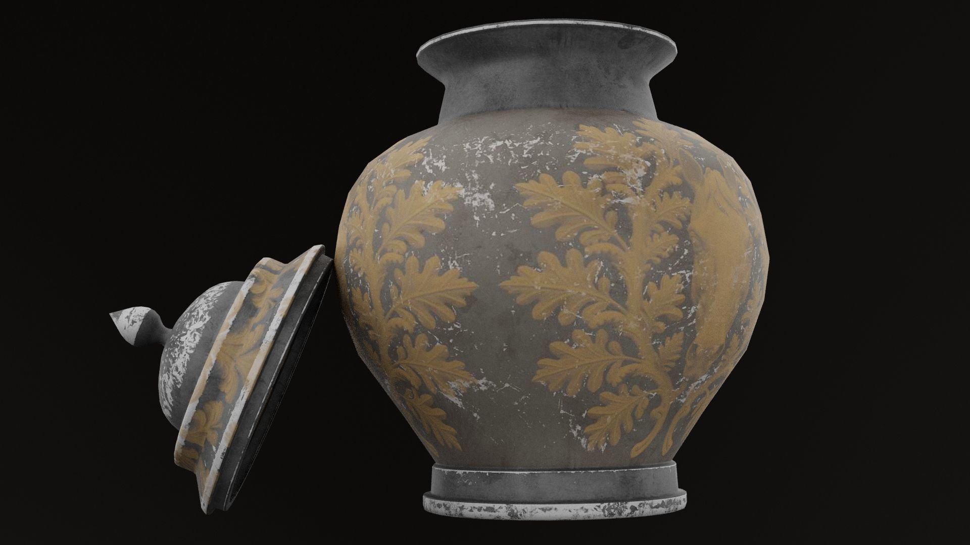 Golden Pot Low-poly 3D model_5