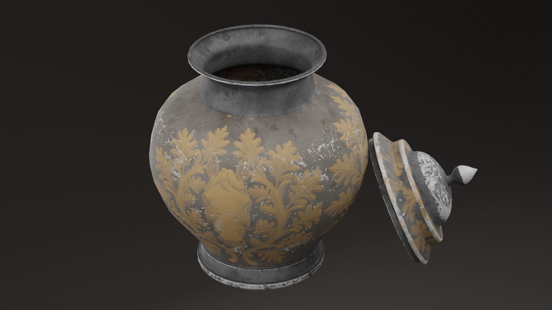 Golden Pot Low-poly 3D model_3