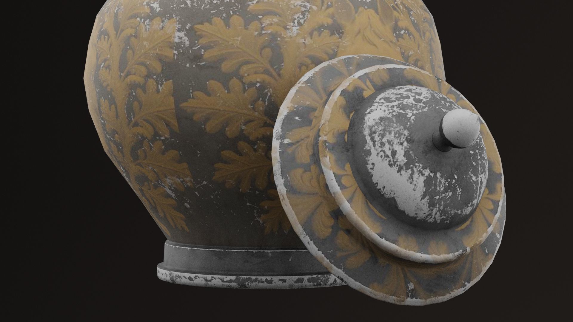 Golden Pot Low-poly 3D model_4