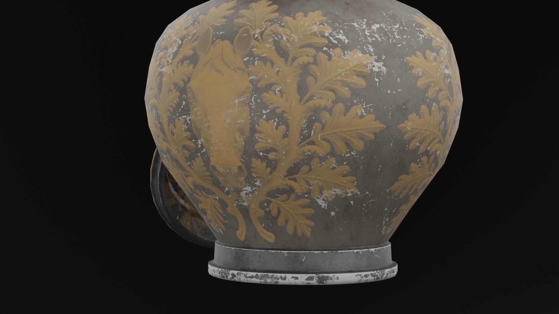 Golden Pot Low-poly 3D model_2