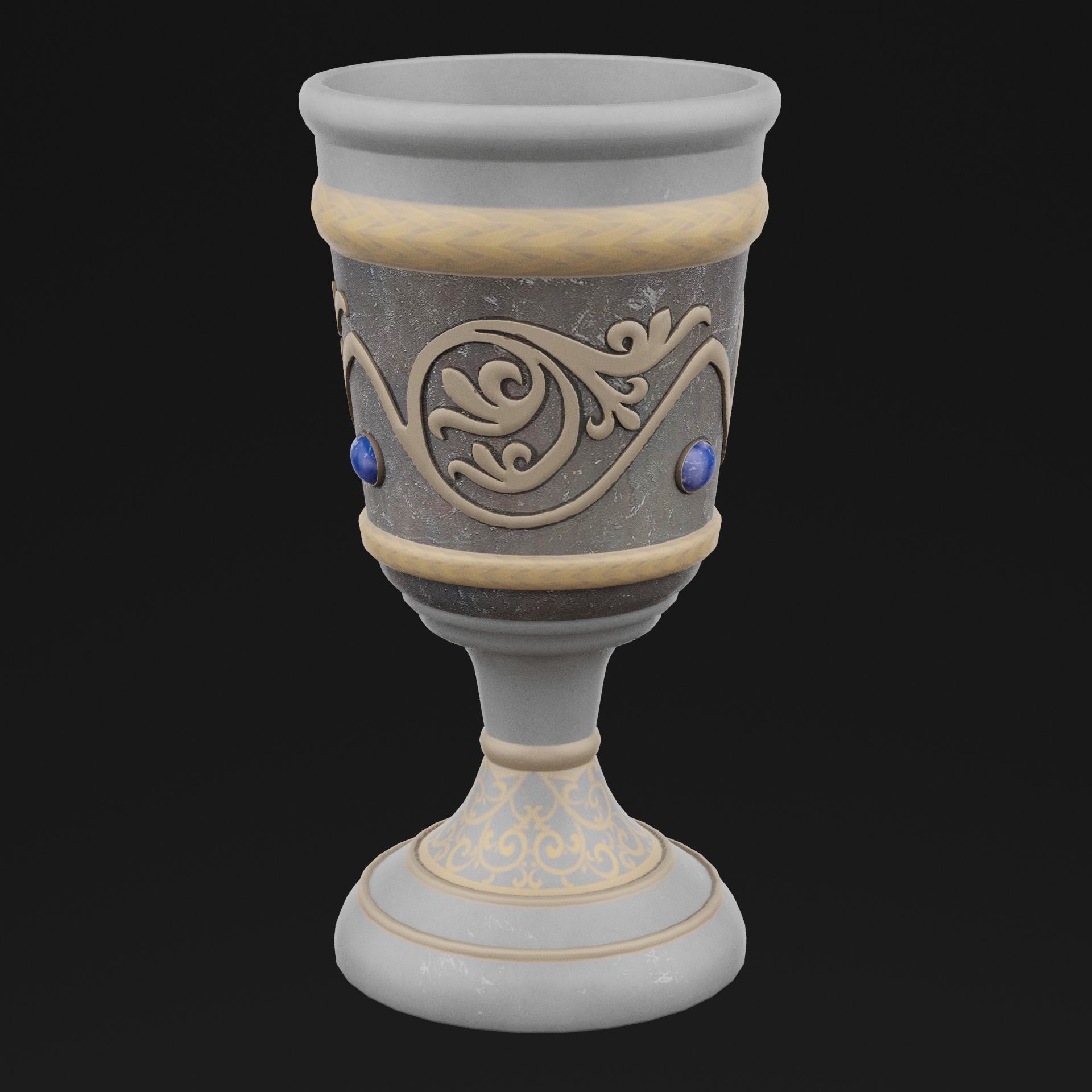 Ornate Goblet Low-poly 3D model_6