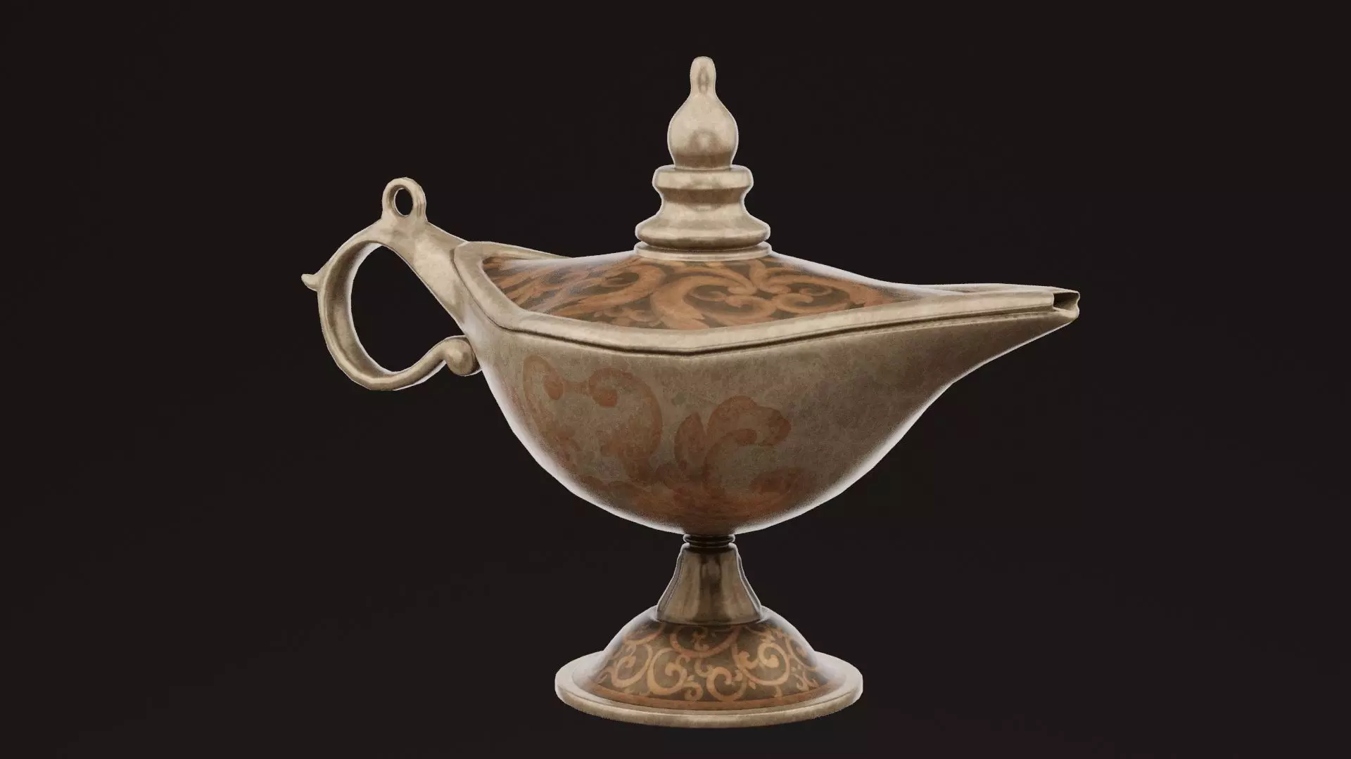 Genie Magic Lamp Low-poly 3D model_0