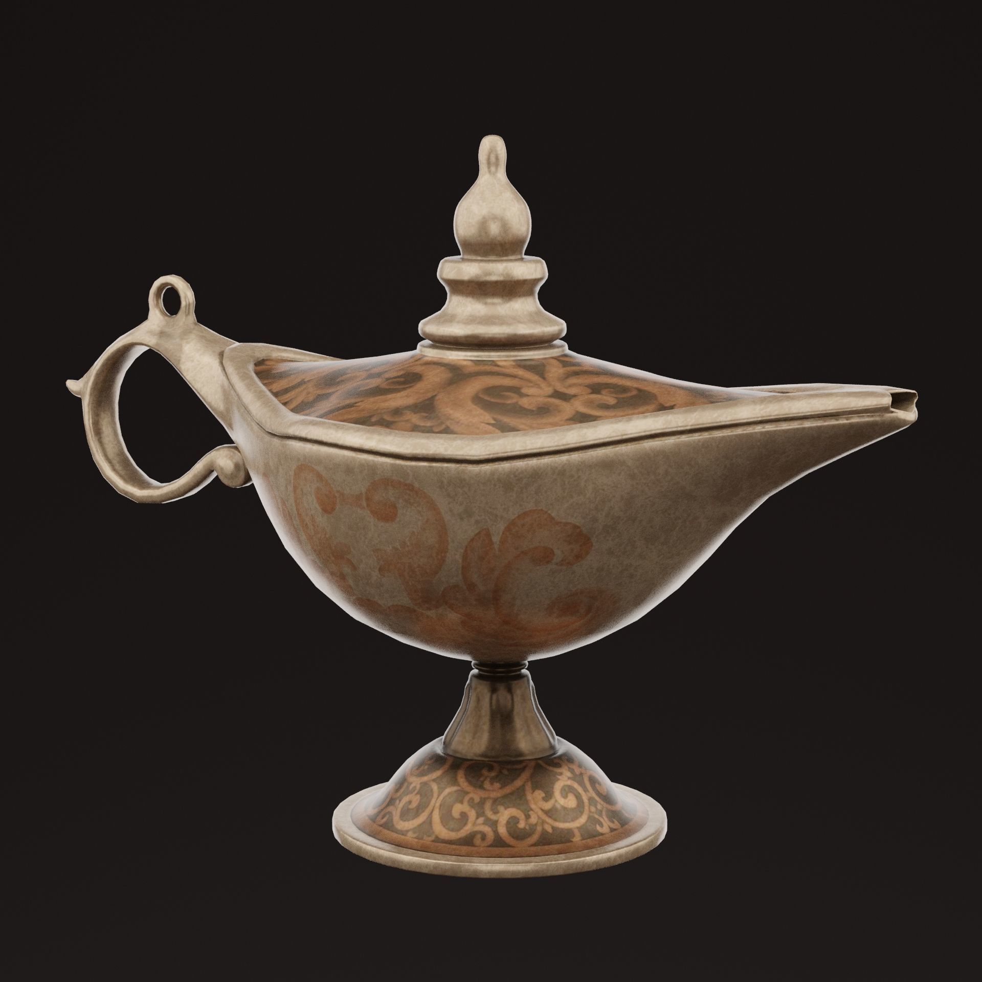 Genie Magic Lamp Low-poly 3D model_6