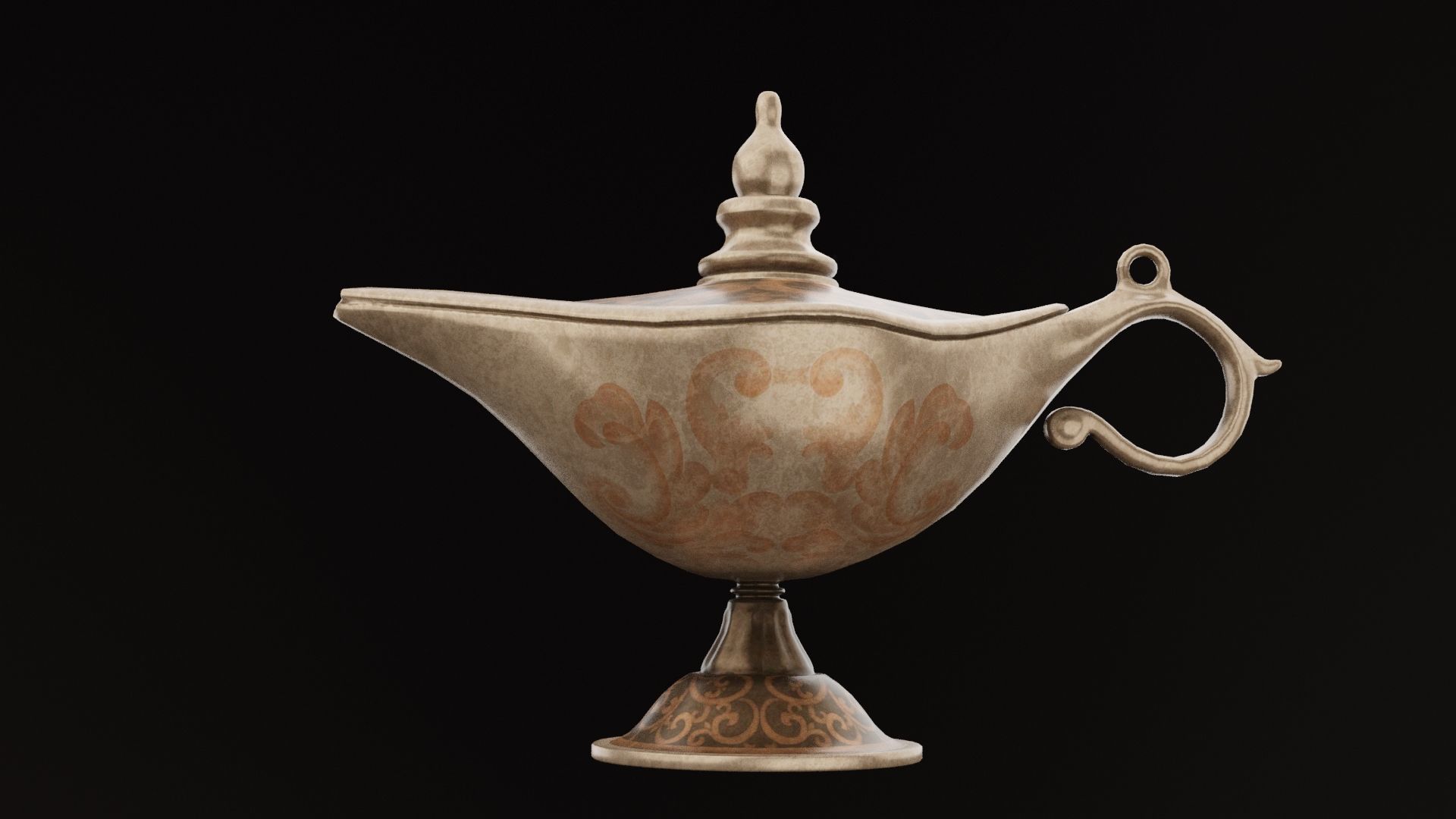 Genie Magic Lamp Low-poly 3D model_5