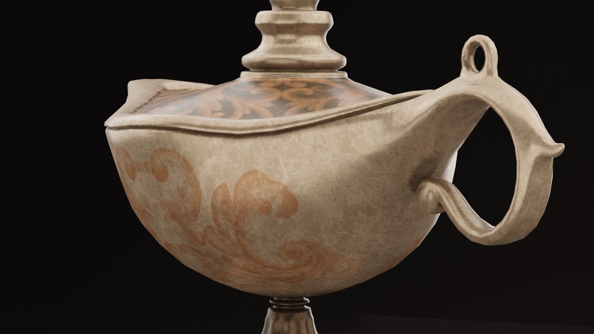 Genie Magic Lamp Low-poly 3D model_2