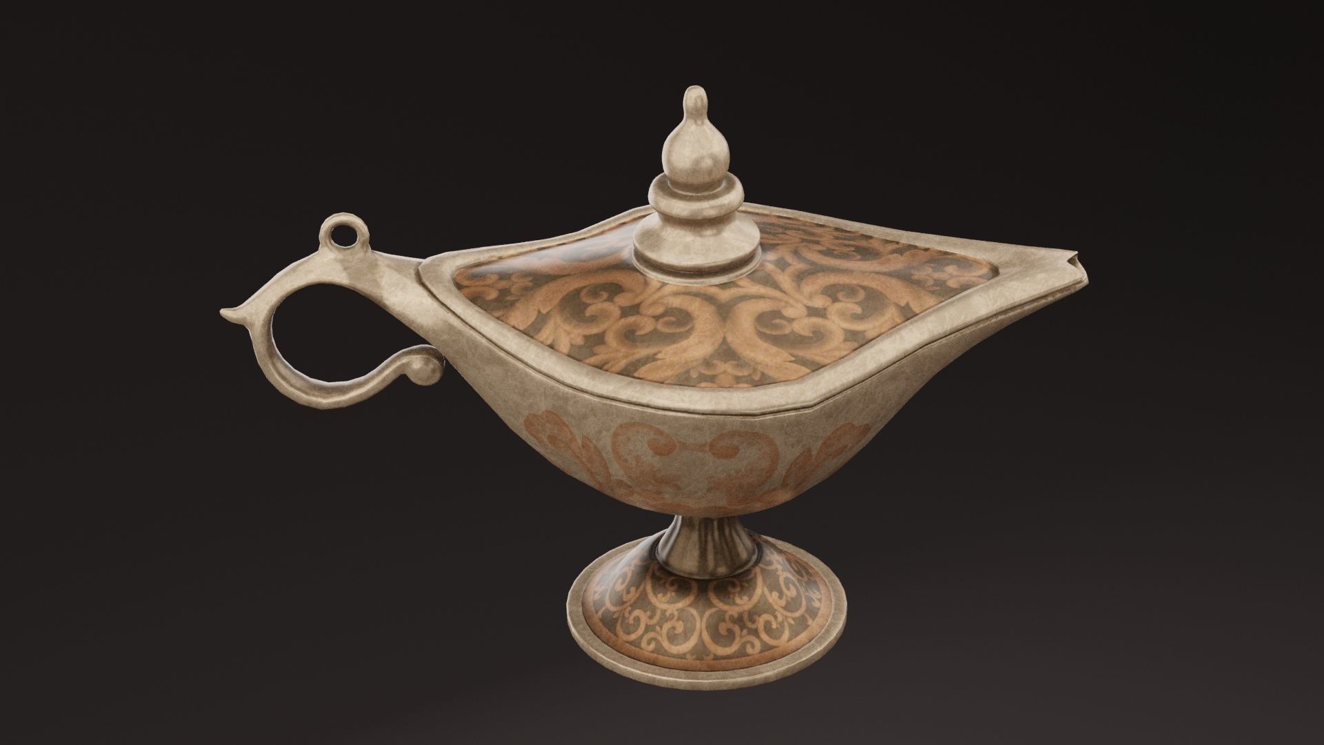 Genie Magic Lamp Low-poly 3D model_3