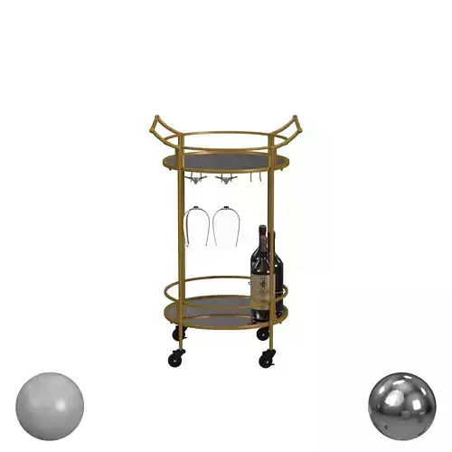 Linon Round Gold Metal Bar Cart 3D model