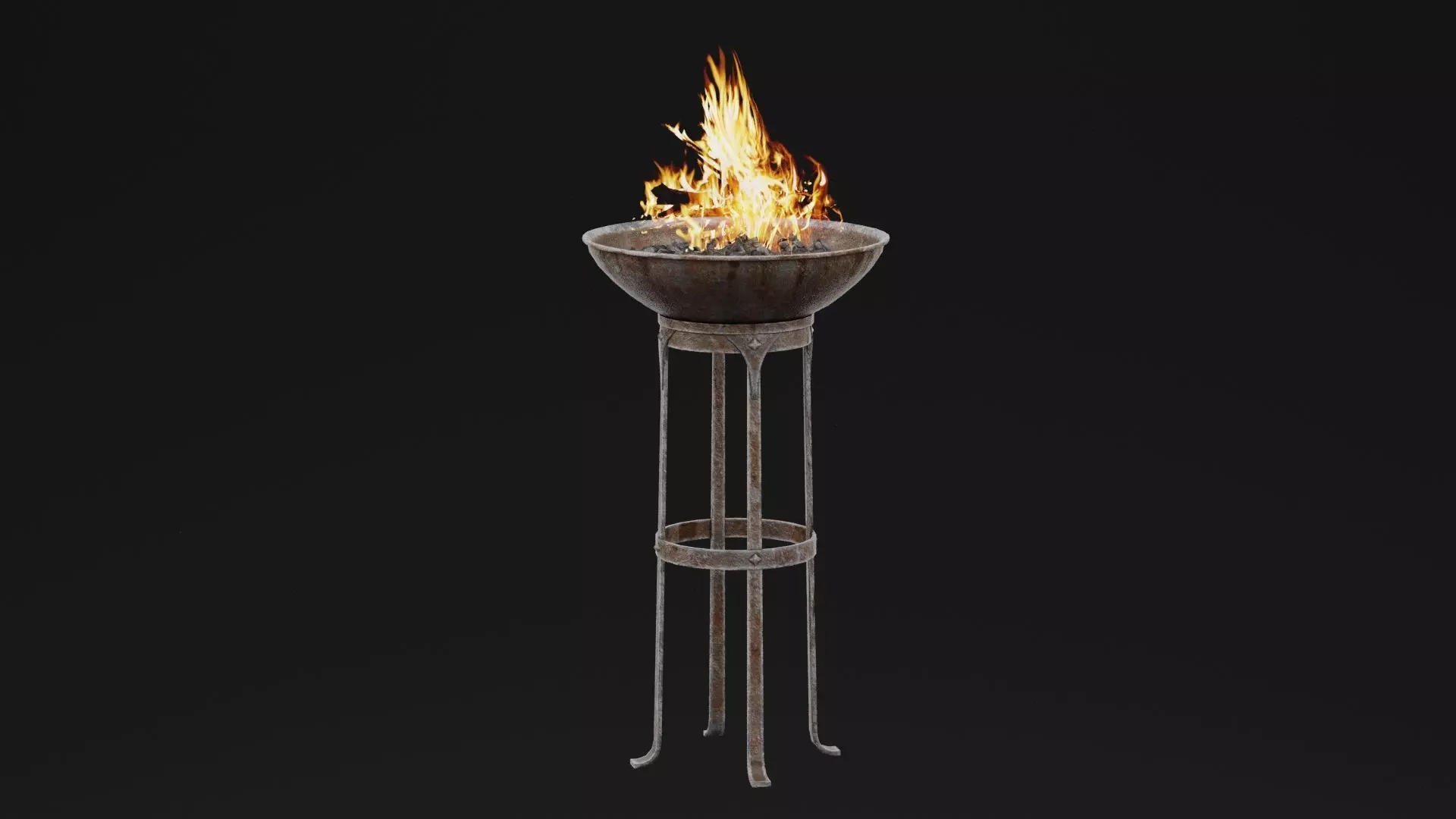 Ancient Fire Torch Low-poly 3D model