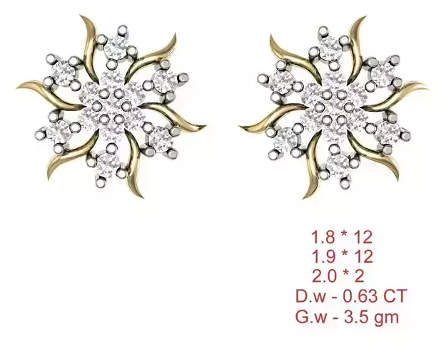 Women Earrings Render 3dm STL OBJ FBX Details