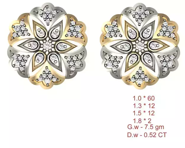 Women Earrings Render 3dm STL OBJ FBX Details