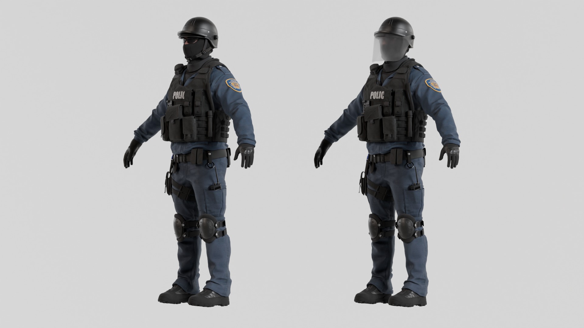 Police swat - Rigged 3D model_12