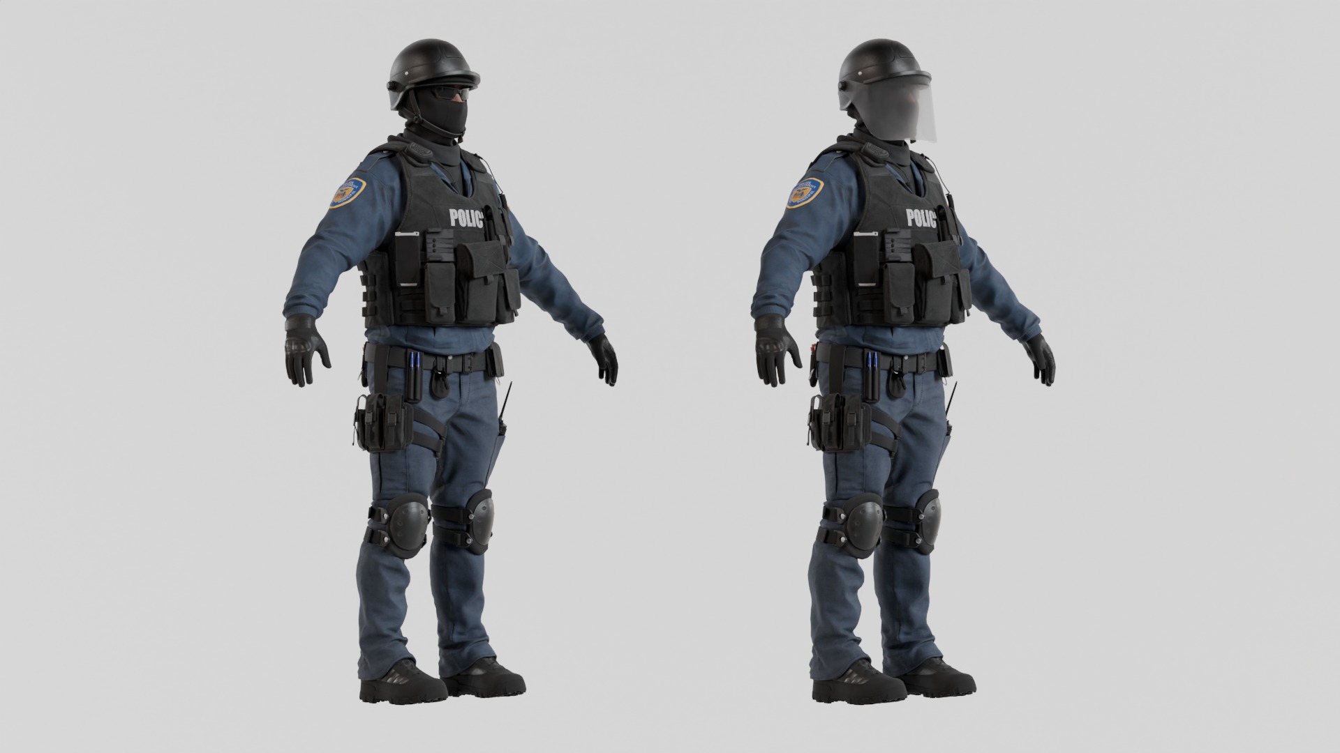 Police swat - Rigged 3D model_11