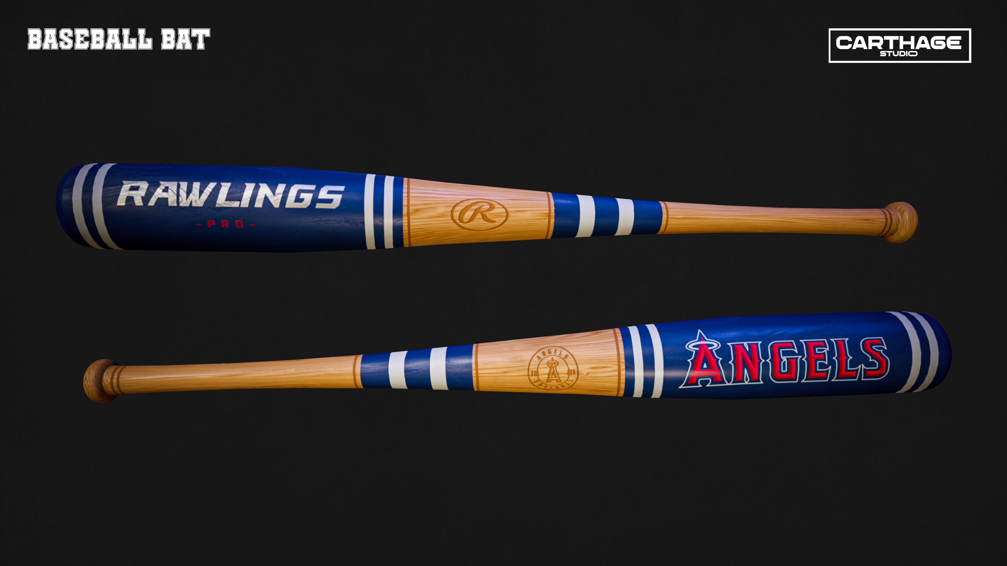 Los Angeles Angels Character And Essential Baseball Equipment Low-poly 3D model_11