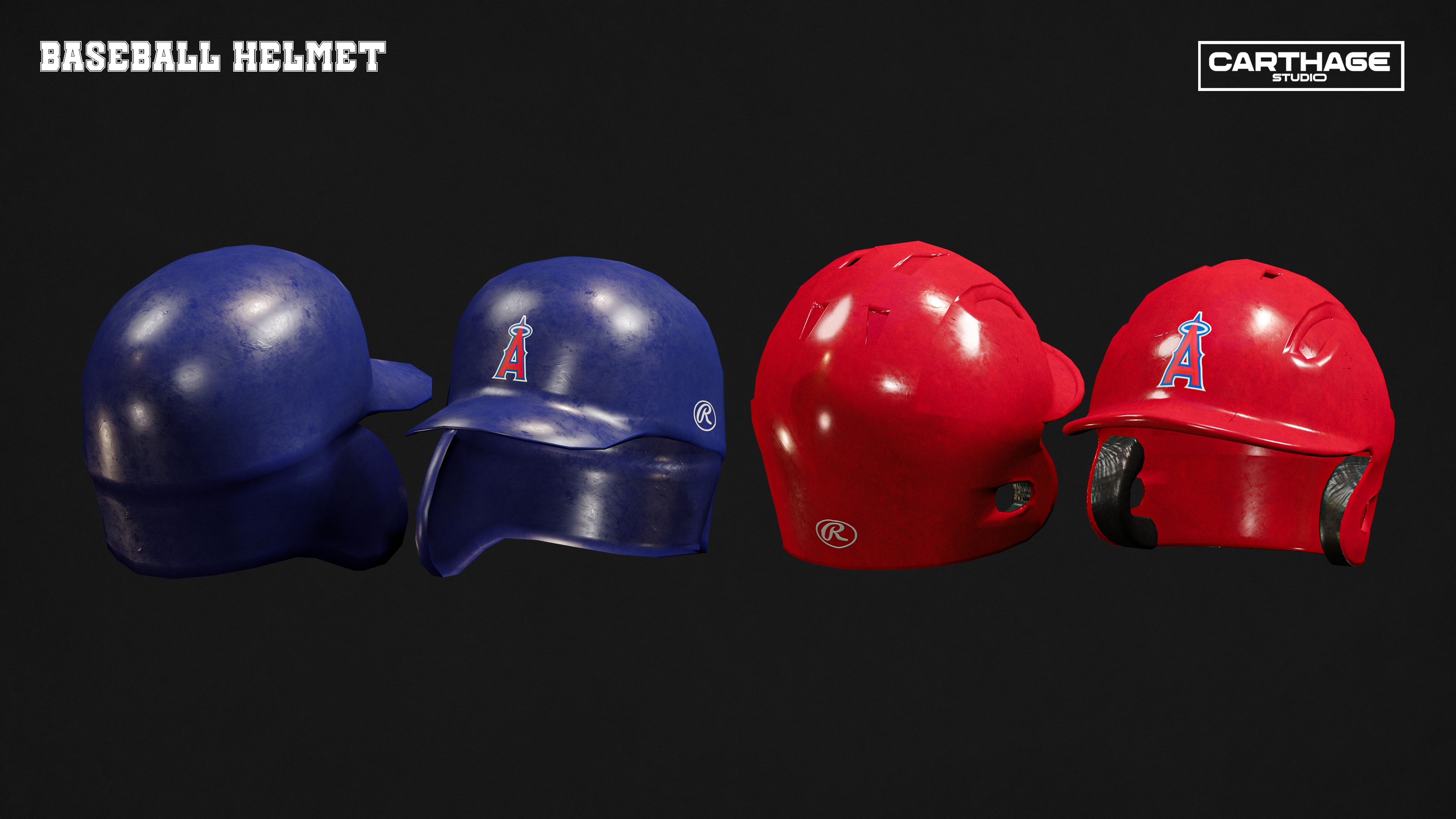 Los Angeles Angels Character And Essential Baseball Equipment Low-poly 3D model_16