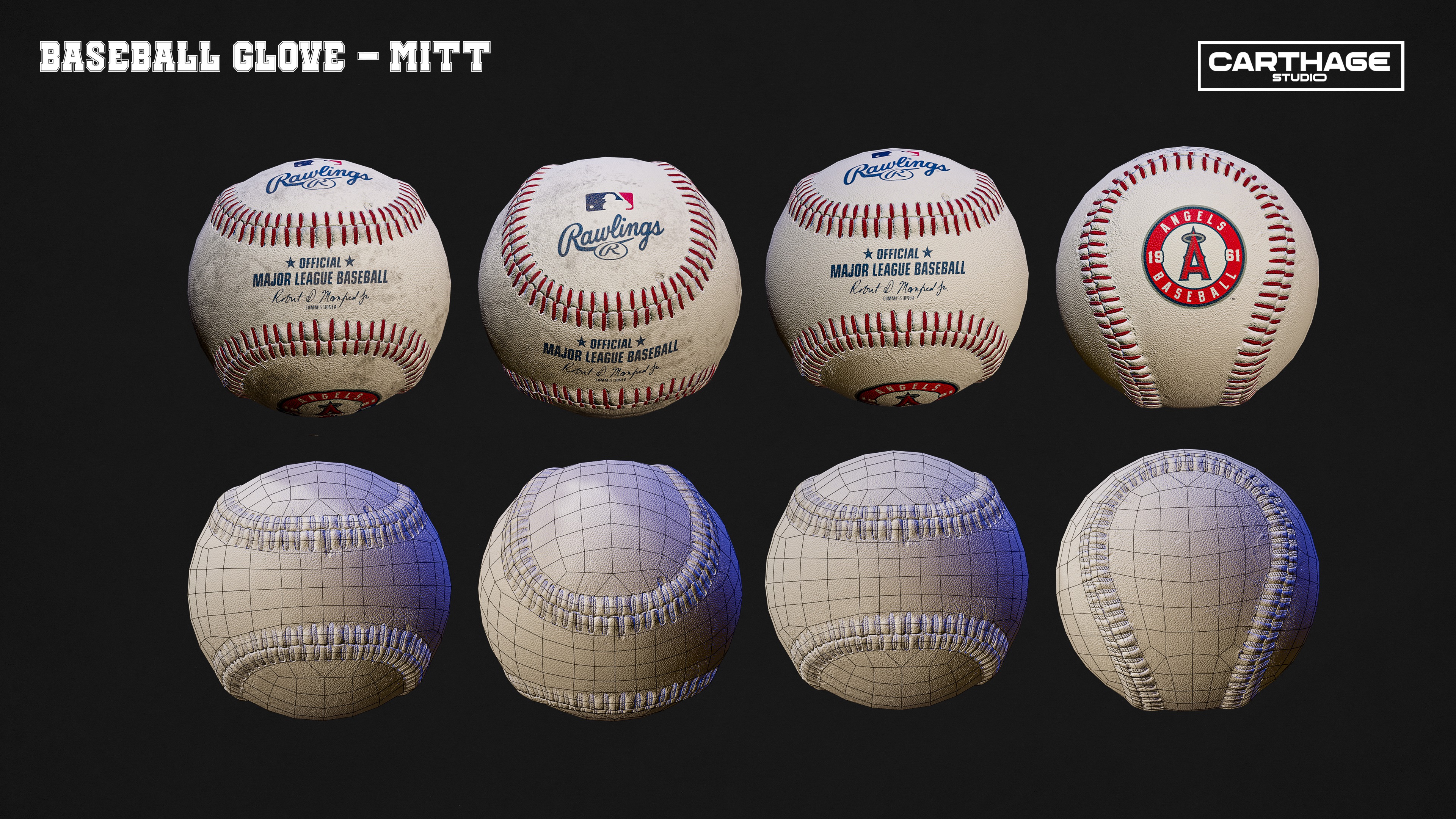 Los Angeles Angels Character And Essential Baseball Equipment Low-poly 3D model_10
