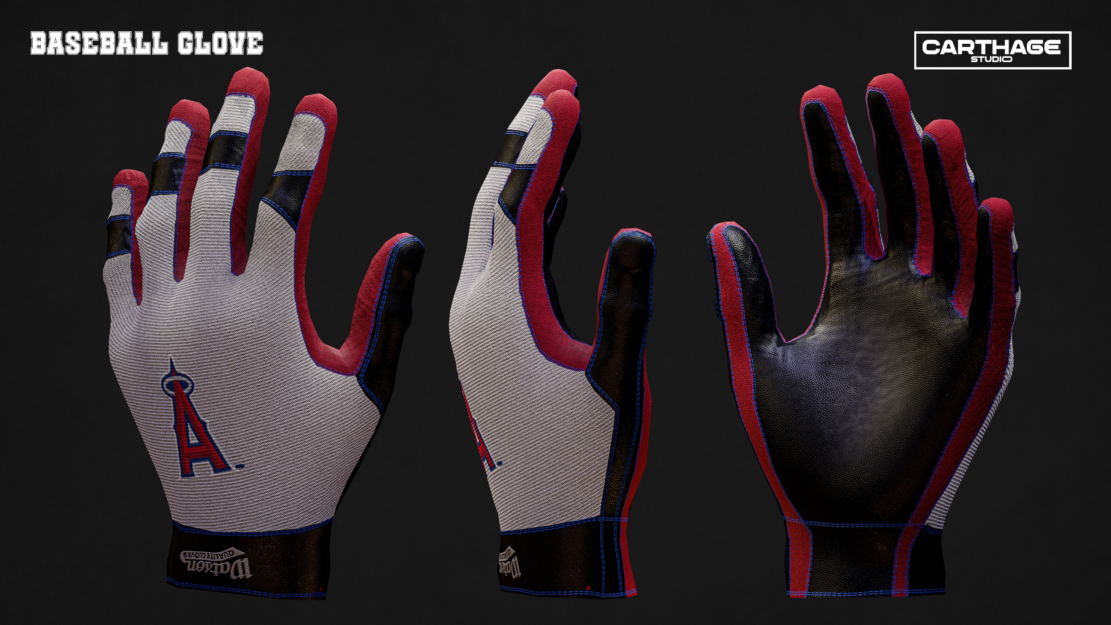 Los Angeles Angels Character And Essential Baseball Equipment Low-poly 3D model_13