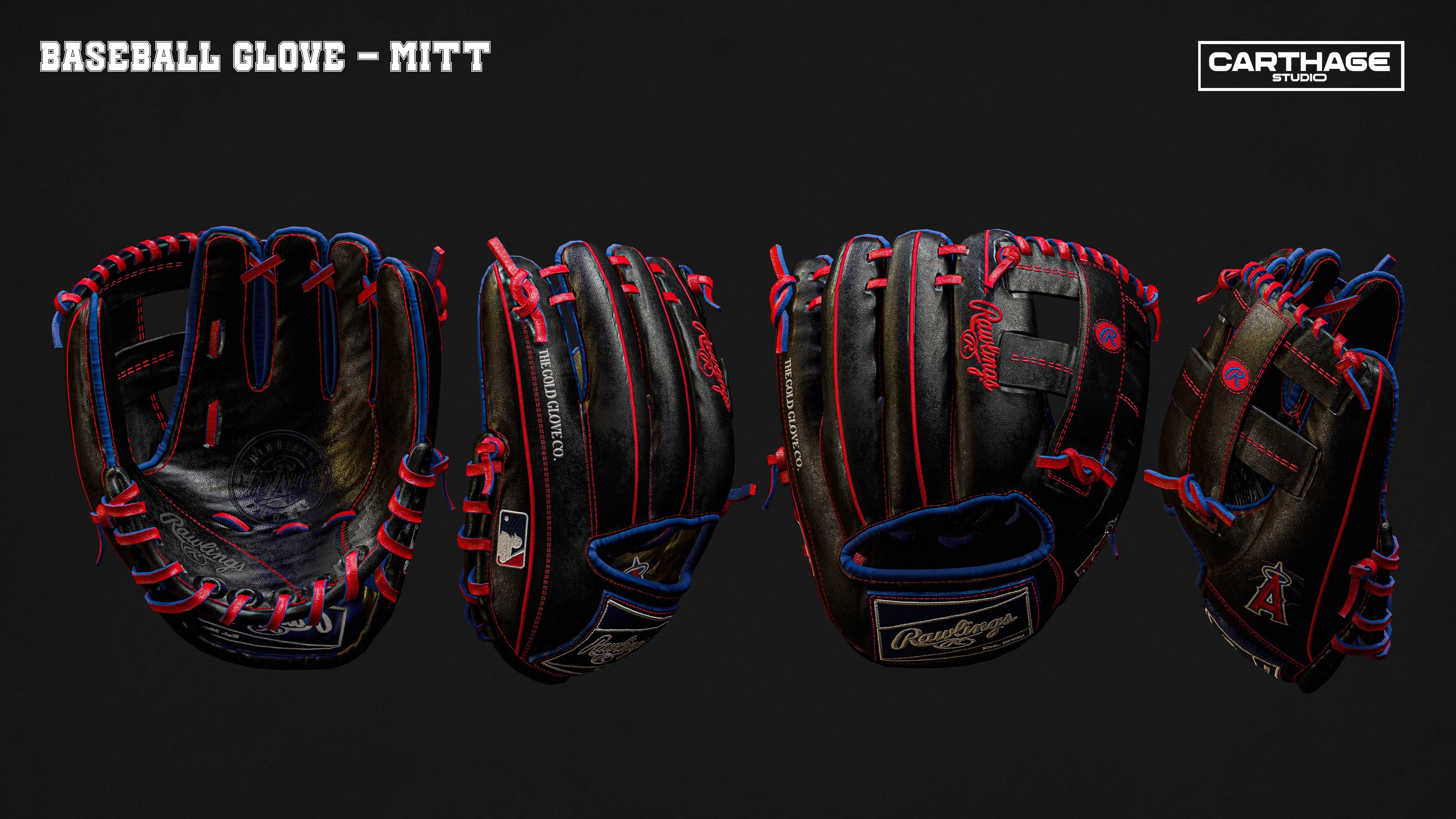 Los Angeles Angels Character And Essential Baseball Equipment Low-poly 3D model_8