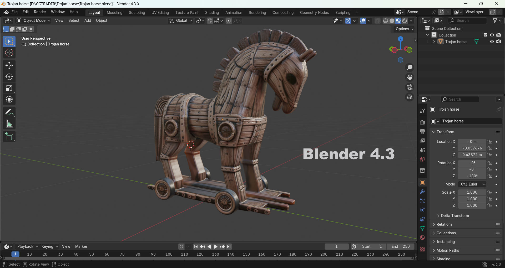 Trojan horse Low-poly 3D model_11