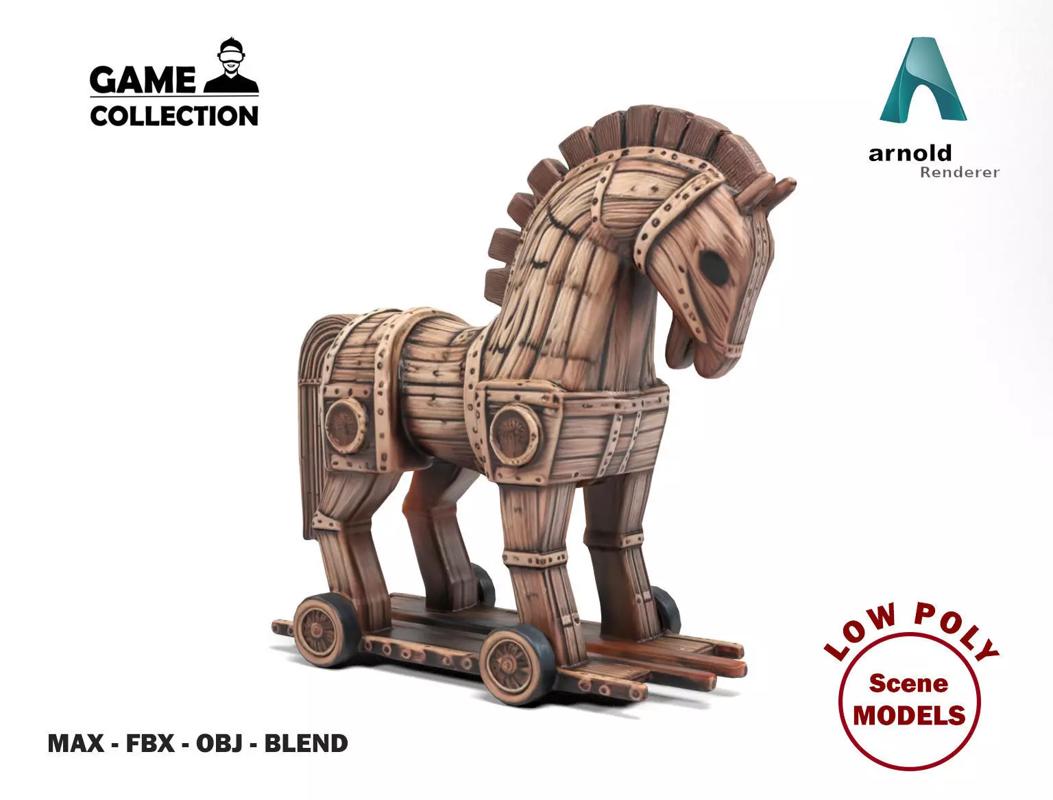 Trojan horse Low-poly 3D model_0