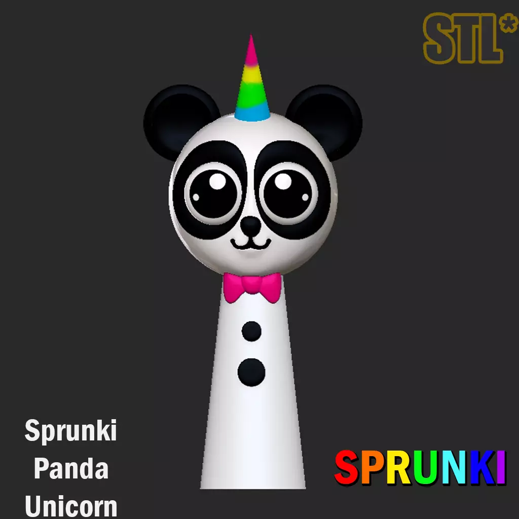 Sprunki Incredibox 3D Sprunk Panda STL 3D Character Fanart 3D print model