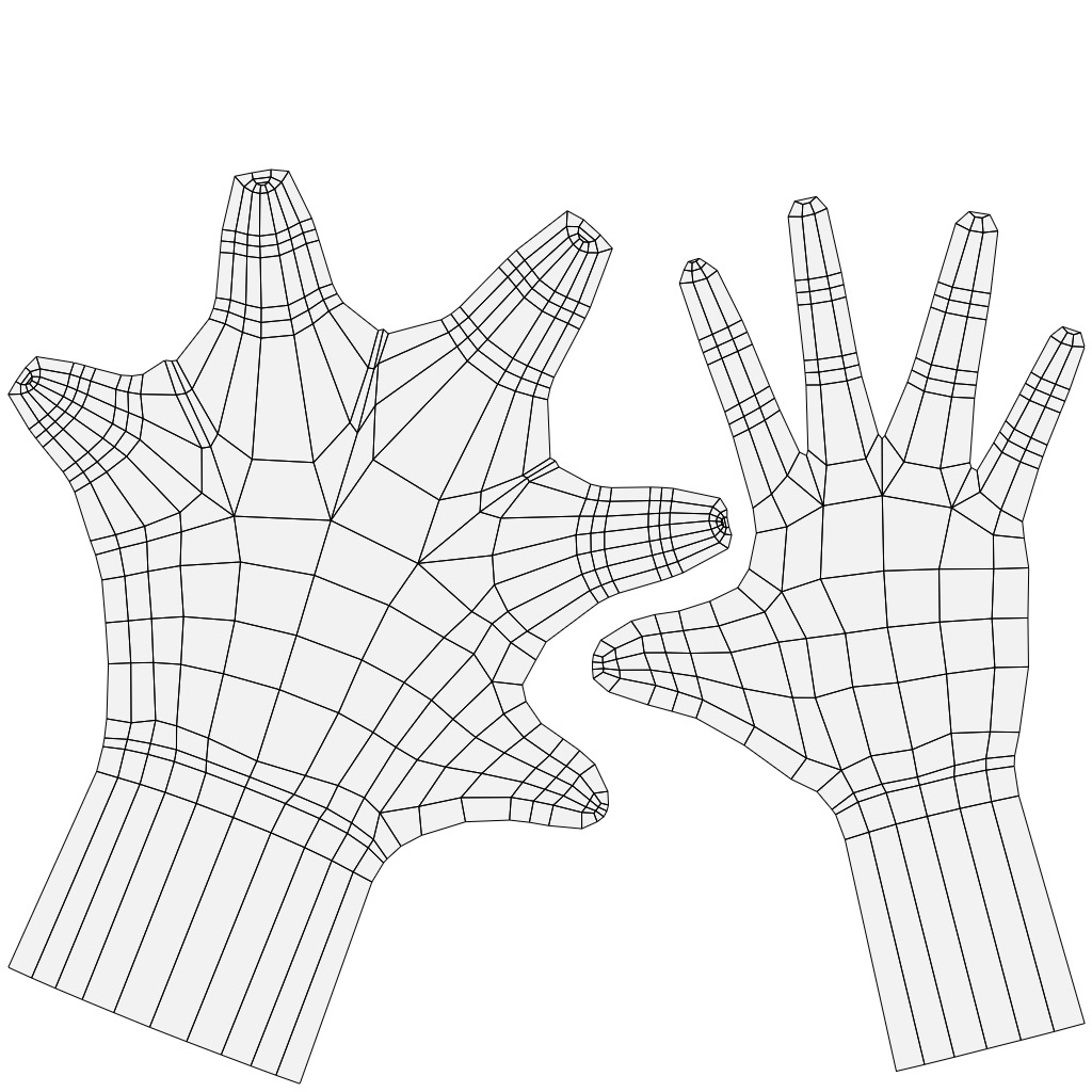 Hands Low Poly Rigged 3D Model Base Mesh Low-poly 3D model_10