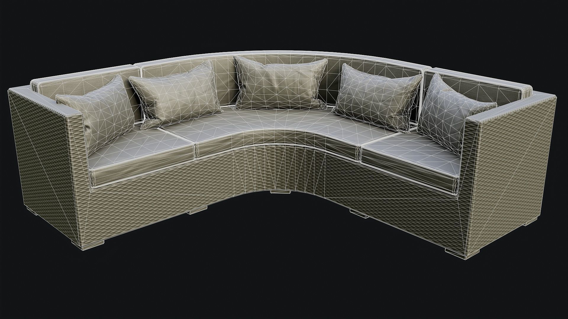 Low Poly PBR Rattan Sofa - Grey Low-poly 3D model_31