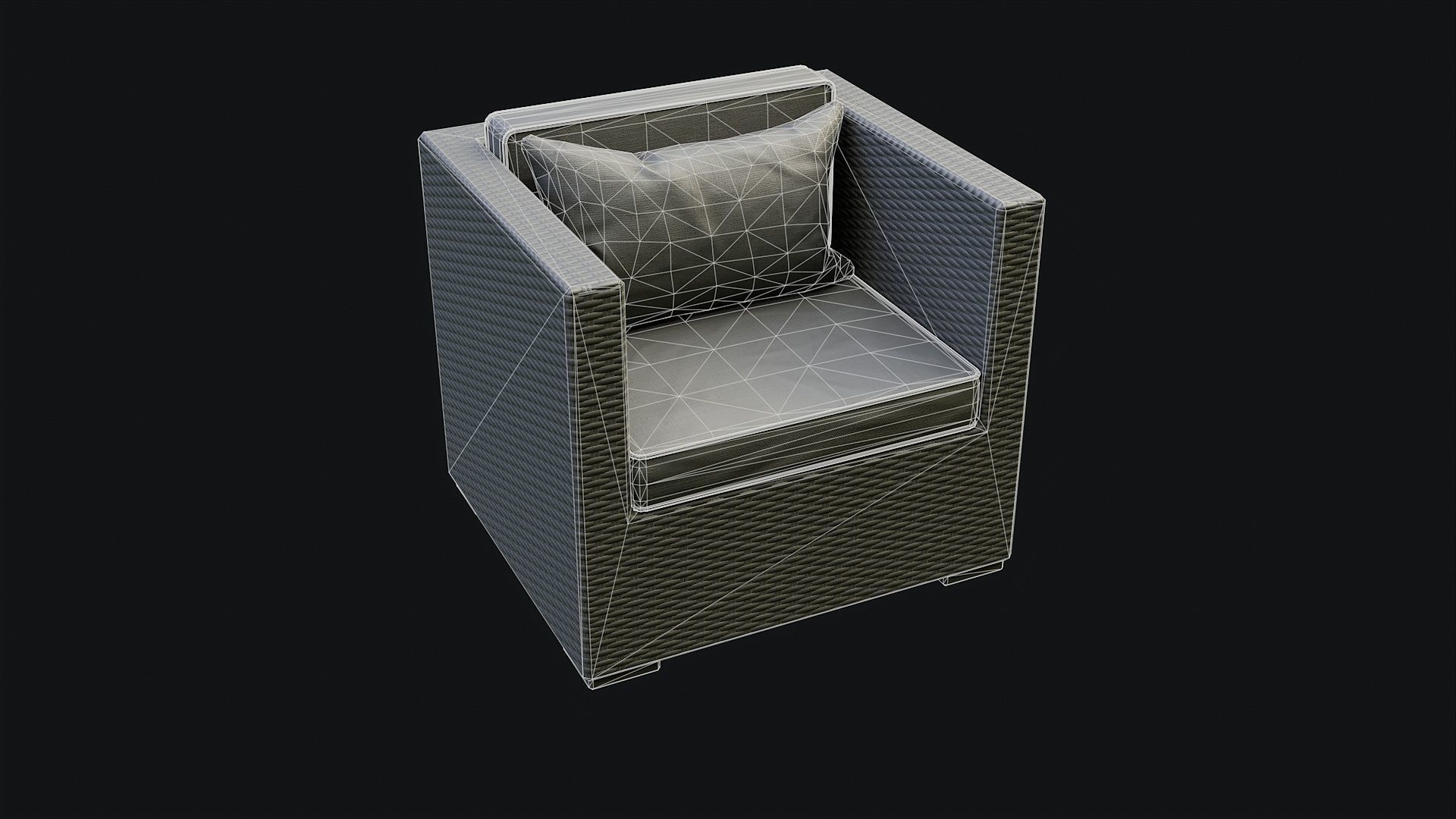Low Poly PBR Rattan Sofa - Grey Low-poly 3D model_16