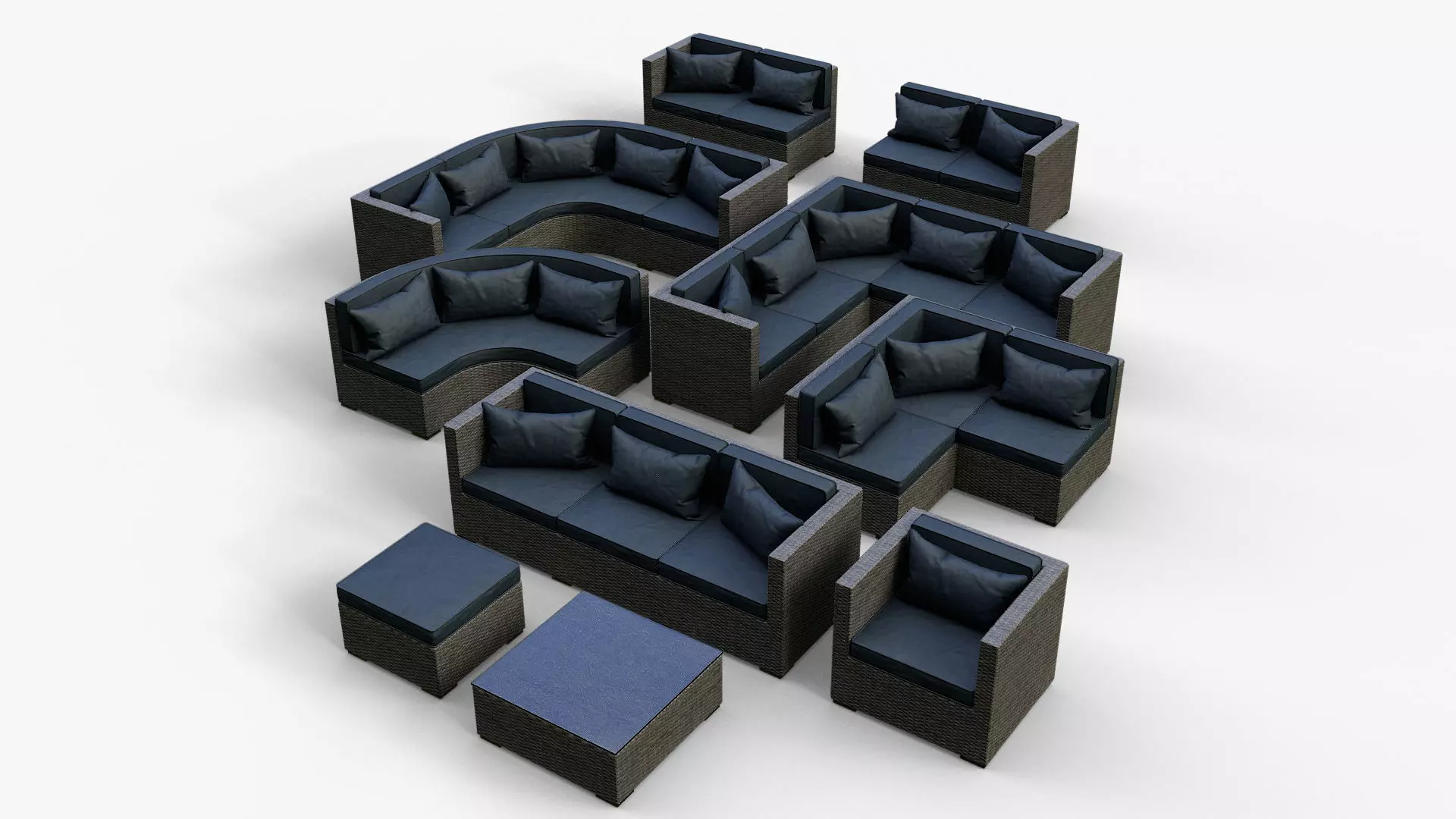 Low Poly PBR Rattan Sofa - Grey Low-poly 3D model_0