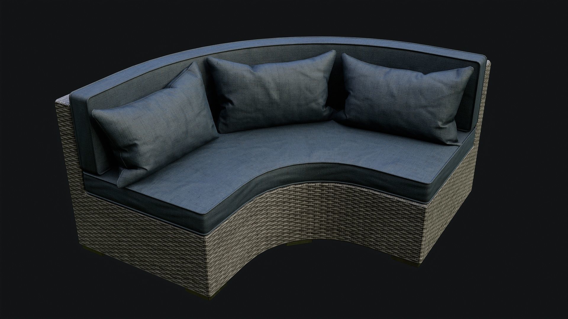 Low Poly PBR Rattan Sofa - Grey Low-poly 3D model_35