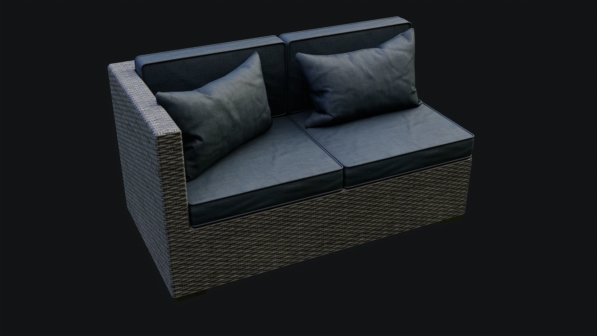 Low Poly PBR Rattan Sofa - Grey Low-poly 3D model_23