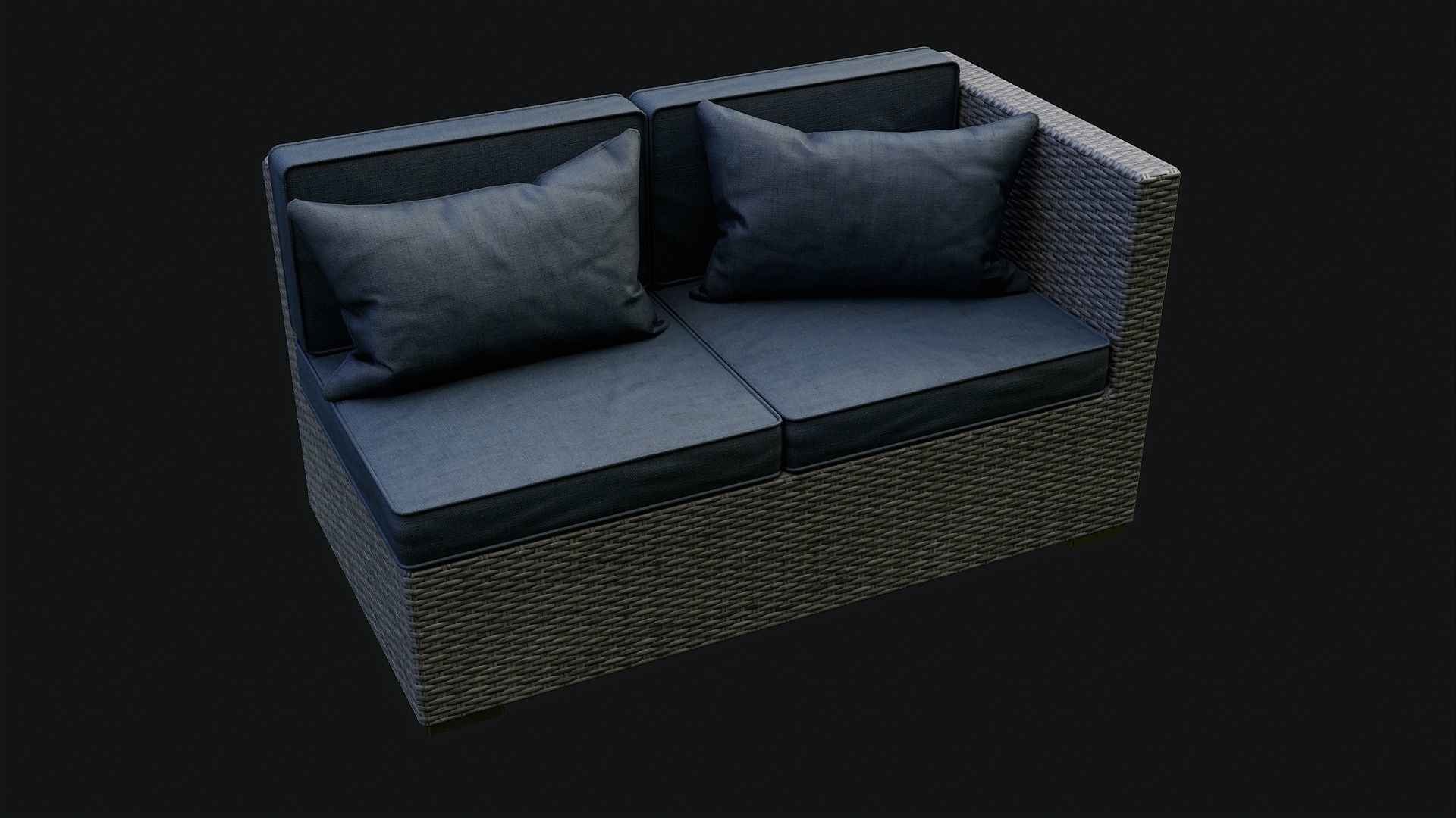Low Poly PBR Rattan Sofa - Grey Low-poly 3D model_20