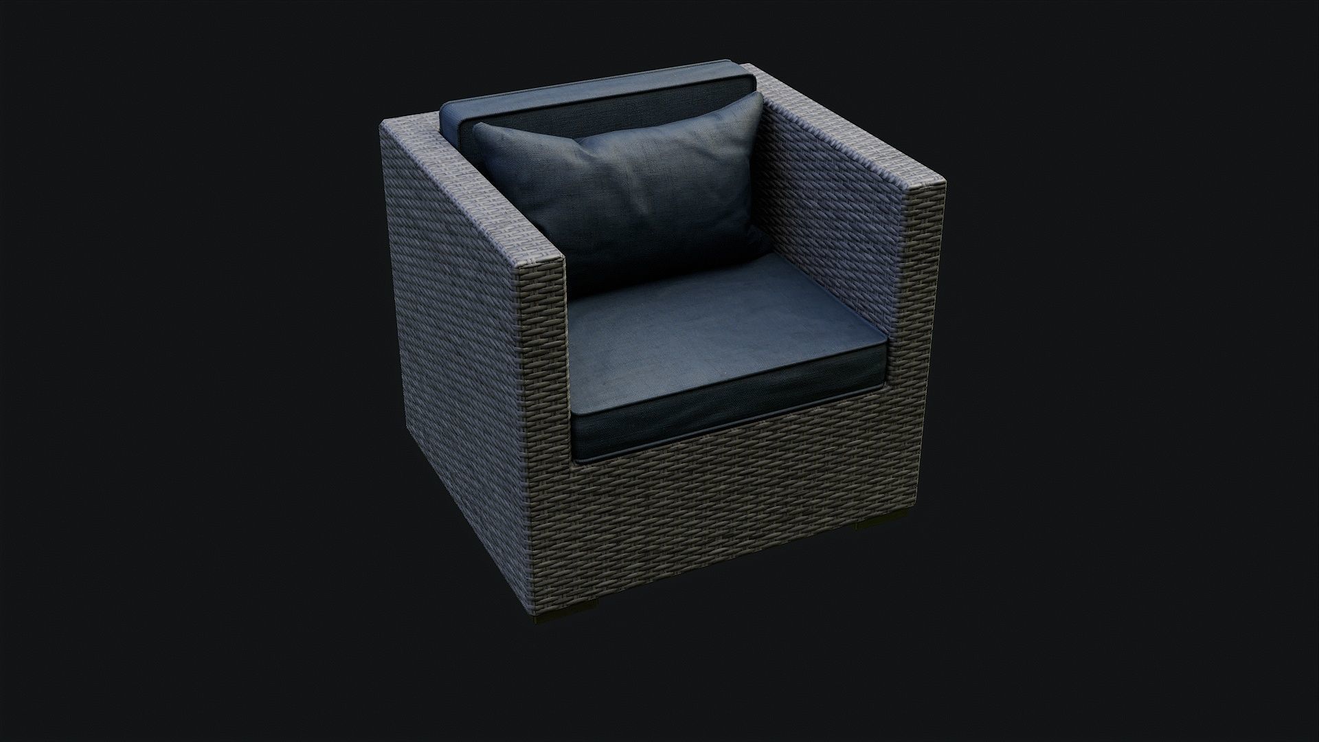 Low Poly PBR Rattan Sofa - Grey Low-poly 3D model_14