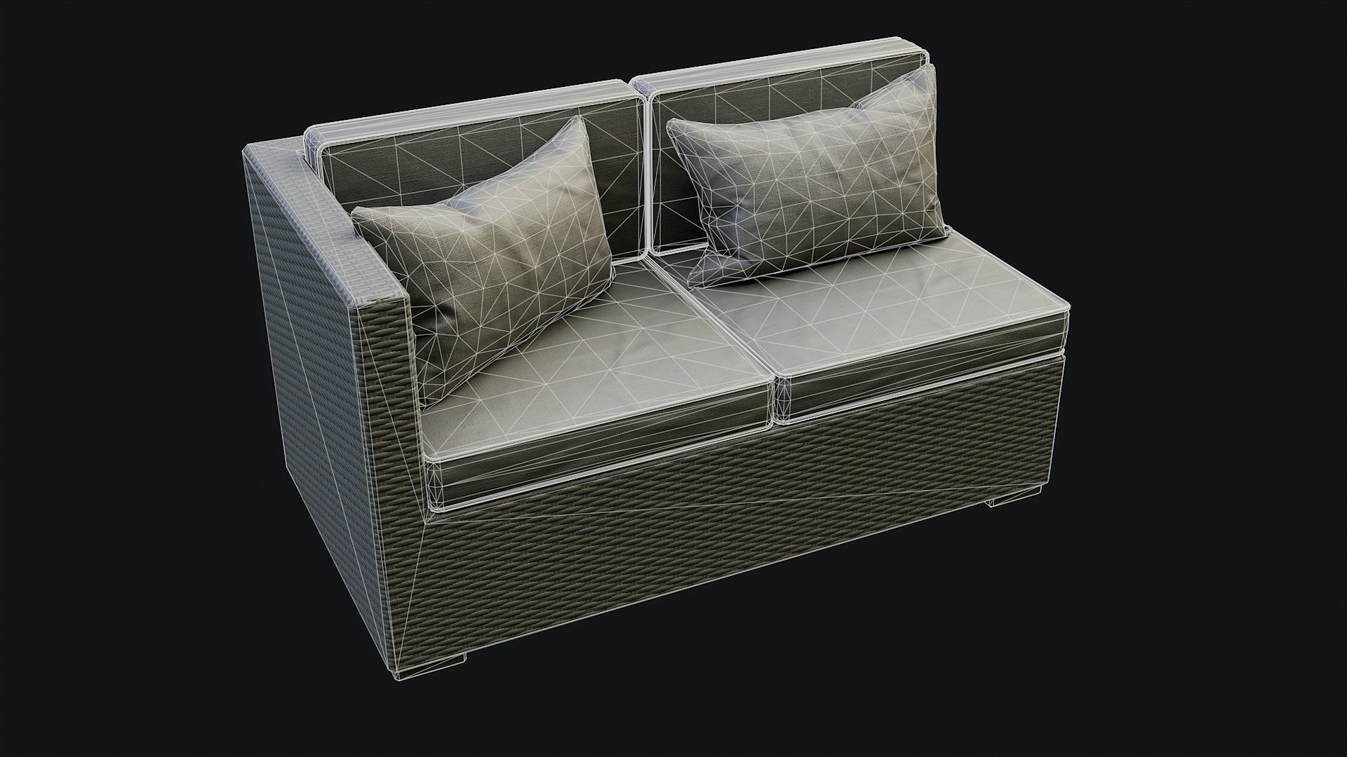Low Poly PBR Rattan Sofa - Grey Low-poly 3D model_25